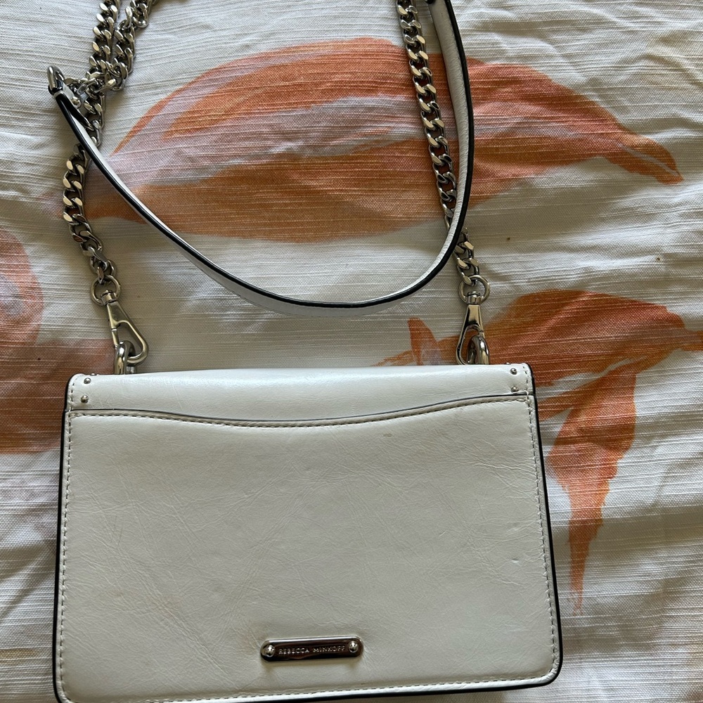 White leather Rebecca Minkoff Studded Ring-Accent Crossbody Bag - Picture 2 of 11